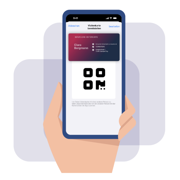 Barcode für die entsprechende Visitenkarte wird bereitgestellt | CVS Event App