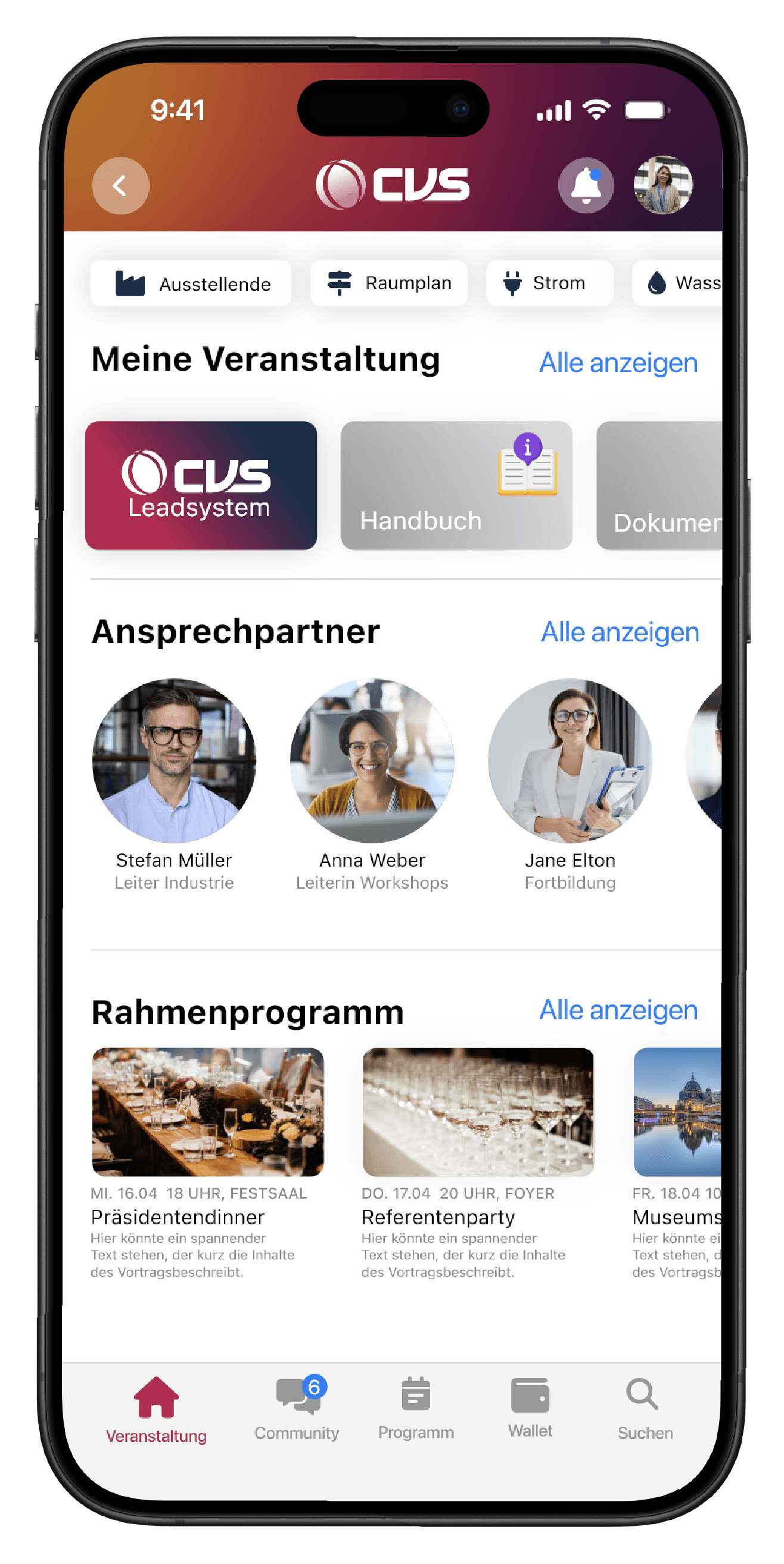 Dashboard für Aussteller | CVS Event-App