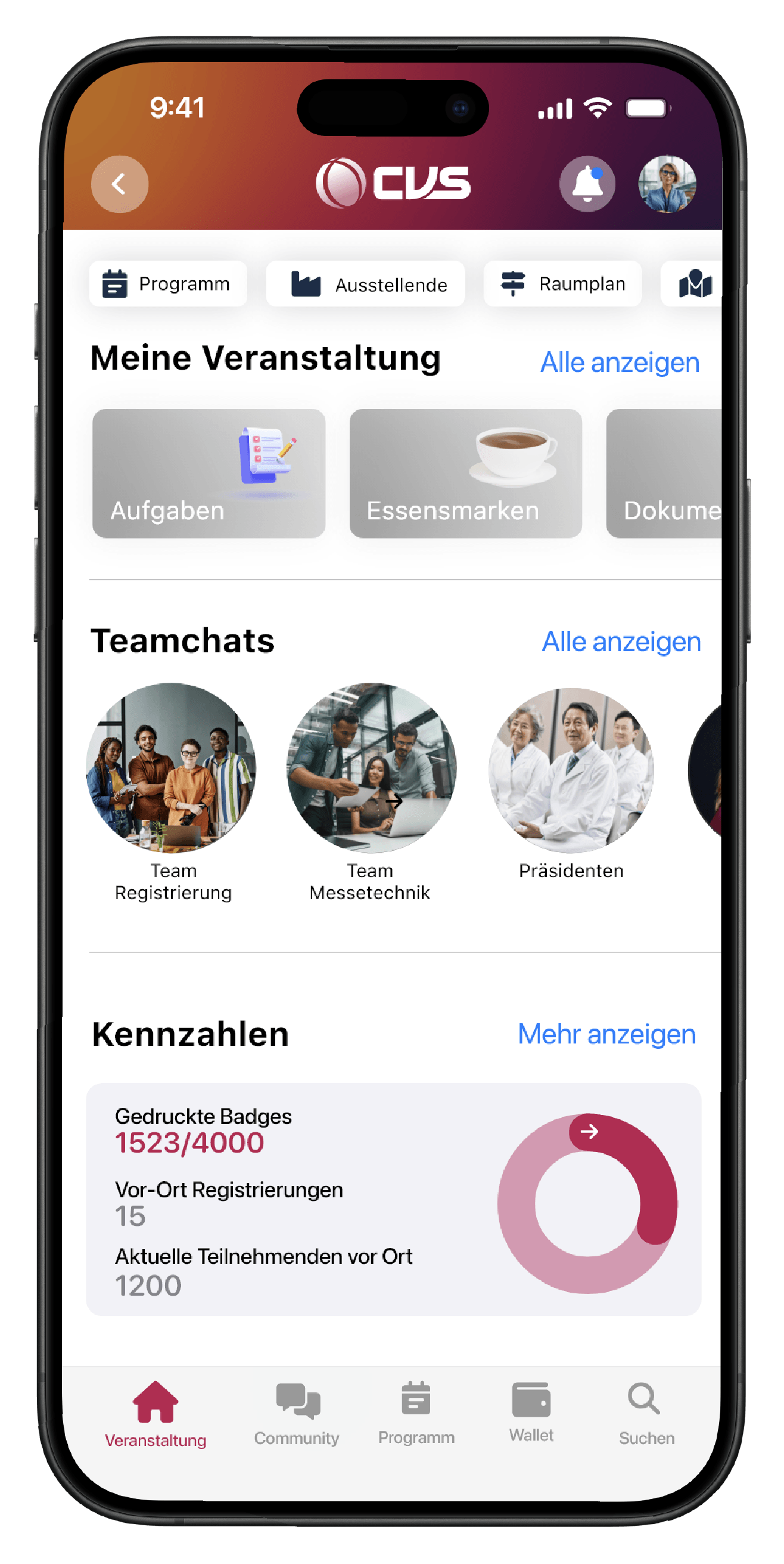 Dashboard für das Orga-Team | CVS Event-App