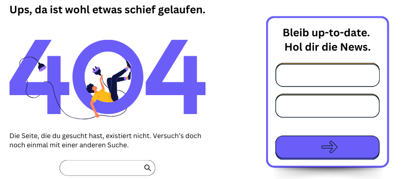 404-Seiten für Newsletter-Abo