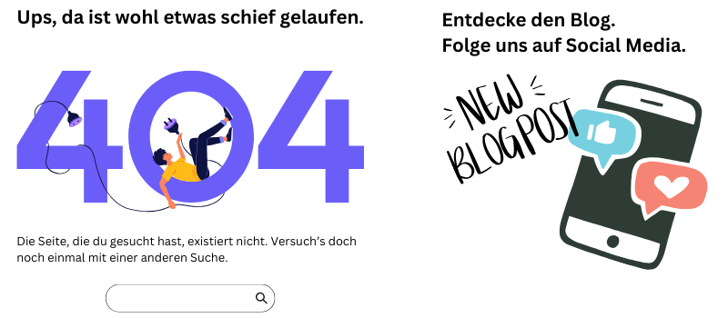 blog und social-media auf 404-Seiten